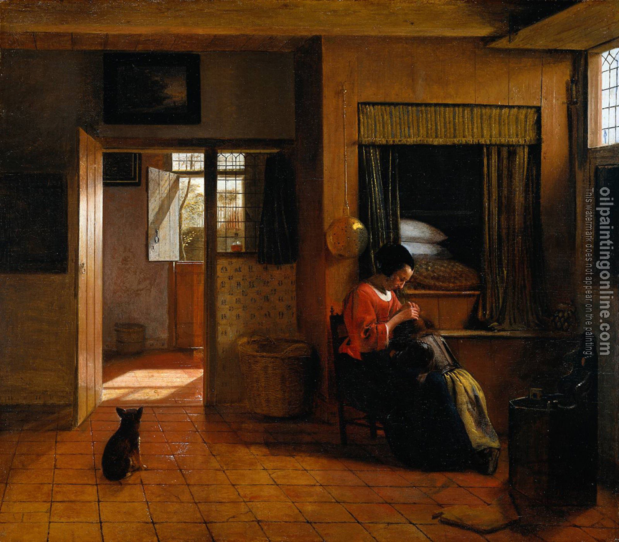 Pieter de Hooch - Interior with a Mother delousing her child's hair